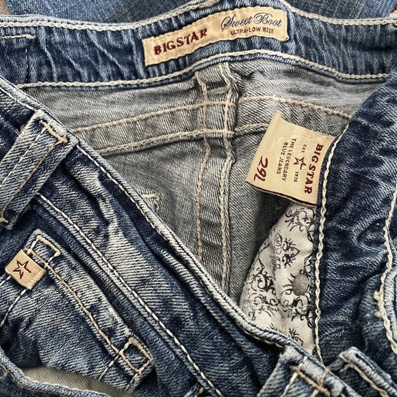 Big Star Sweet Boot Ultra Low Rise Distressed Jeans  Size 29 Stretch - Picture 4 of 7
